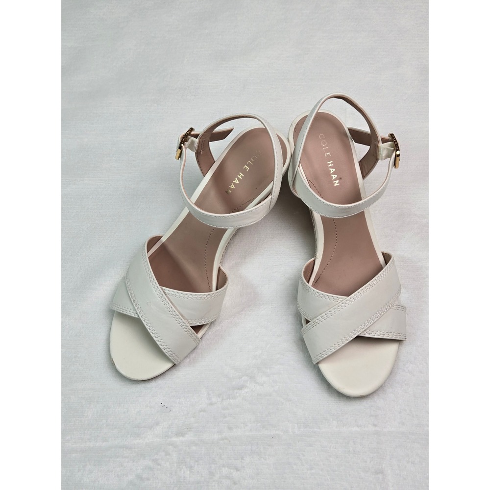 Cole Haan Grand 365 Cream Leather Wedge Sandals Womens 7B Off White